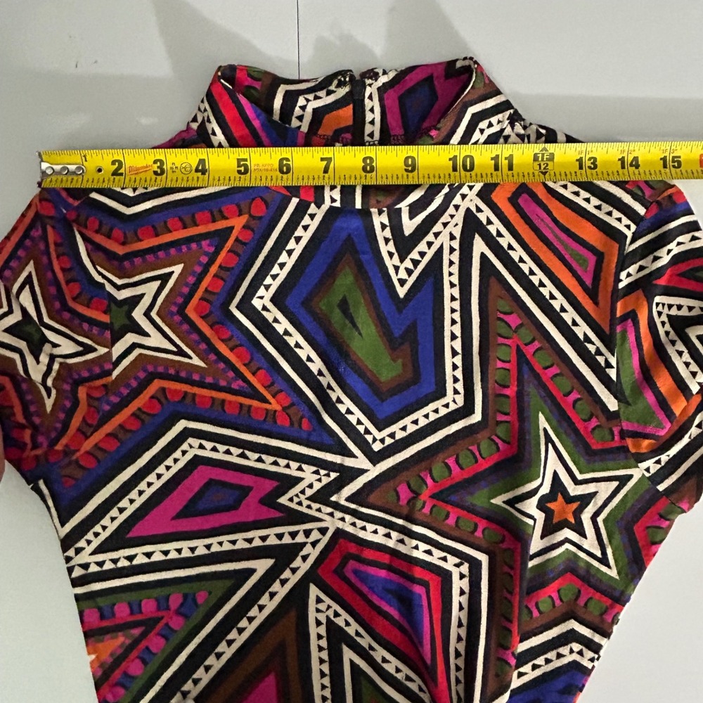 Farm Rio Size Small Mystic Trip Jersey Knit Dress Geometric Star Print - Picture 8 of 11